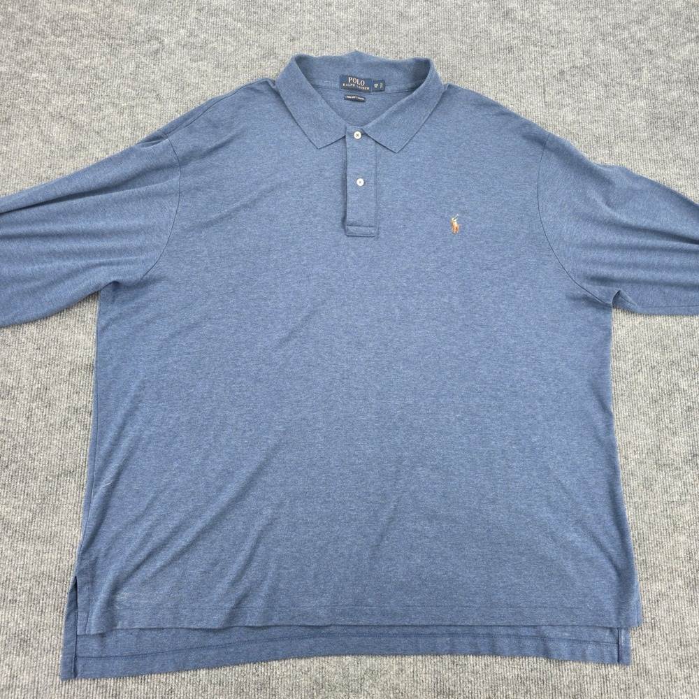 Polo Ralph Lauren Pima Soft Touch Long Sleeve Polo Shirt Blue 3XB Big Tall